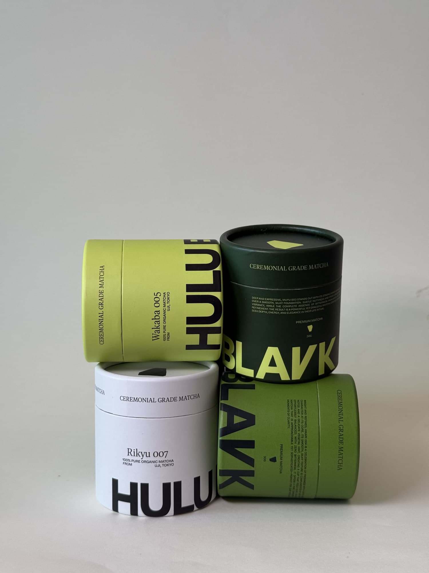 HULU BLAVK Ceremonial Grade Matcha — Wakaba · Muyu · Rikyu · Hikari from Uji, Tokyo